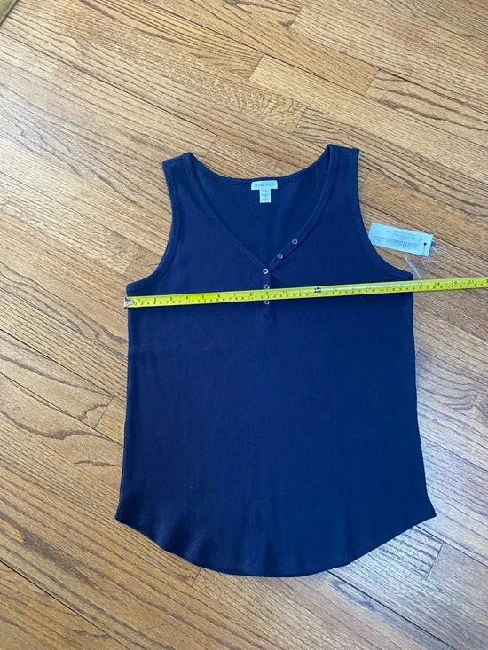 TRIBAL Navy Ribbed Henley Tank Top, Sz M, NWT - Picture 6 of 8
